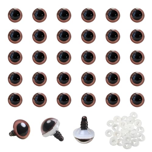 TOAOB 60pcs 12mm Brown Safety Eyes for Crocheting Craft Stuffed Animals Eye - color: Brown