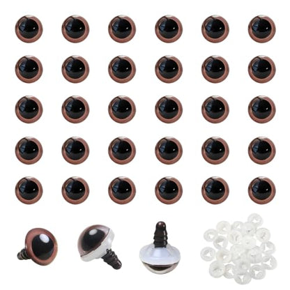 TOAOB 60pcs 12mm Brown Safety Eyes for Crocheting Craft Stuffed Animals Eye - color: Brown