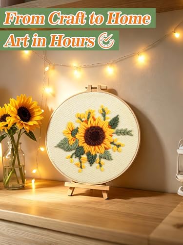Punch Needle Kit Adults Beginner, Step-by-Step Guide & Video - color: Sunny Yellow Flower