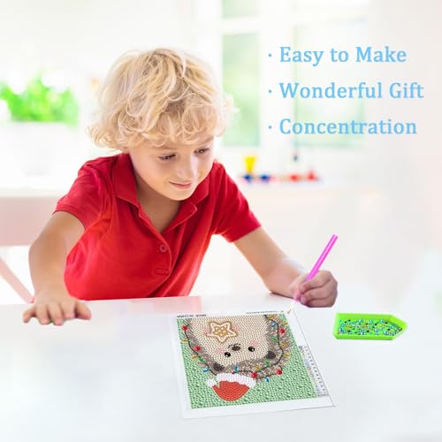 Libfx Diamond Art Kits for Kids with Frame Diamond Art for Girls Boys Beginners Arts and Crafts Birthday Gifts (Christmas Hedgehog) - color: Christmas Hedgehog