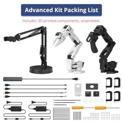 AI Robotic Arm Kit Hiwonder SO-ARM101 Embodied Imitation Learning Open Source 6-Axis Robot Arm 12 High-Torque Bus Servo Motors AI Vision Recognition (Advanced Kit, Included 3D Printed Part, Assembled)
