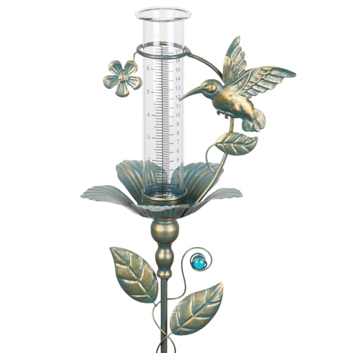 Rain Gauge Outdoor,Hummingbird Decorative Glass Tube Rain Gauge - color: Hummingbird