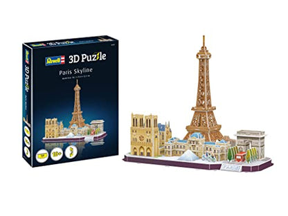 Revell Paris Skyline 3D Puzzles for Adults and Kids Ages 10 Years and up Arts Crafts Building - Eiffel Tower, Notre Dame, Louvre, Arc de Triomphe - 114 Pieces