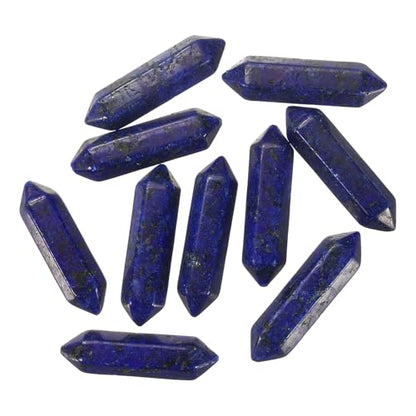 MECCANIXITY 10 Pack Blue Gold Quartz Crystals, Polished Crystals Bulk Hexagonal Shaped Meditation Gemstone for Jewelry Making Energy Balance Accessories Gifts - color: Blue Gold
