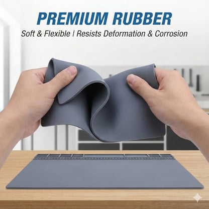 Non-Slip Watch Repair Mat with Parts Organizer - Anti-Static Rubber Work Pad for Jewelers & Watchmakers - Gray Maintenance Platform Table Mat with Screw Compartments (13.8" x 9.8")