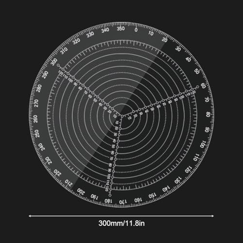 12" / 300mm Round Center Finder Tool Compass Acrylic with Centering Needle for Irregular Shapes, Drawing Circles on Wood, Poster Board, Plastic, Measuring Tools for Wood Lathe, Woodworking, Carpenter