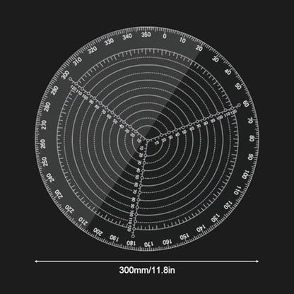 12" / 300mm Round Center Finder Tool Compass Acrylic with Centering Needle for Irregular Shapes, Drawing Circles on Wood, Poster Board, Plastic, Measuring Tools for Wood Lathe, Woodworking, Carpenter