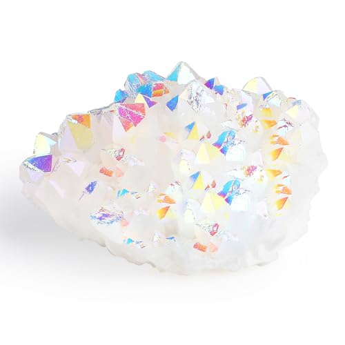 ZHIYUXI Angel Aura Quartz Cluster Angelite Crystal Cluster Geode - color: Angel Aura Quartz