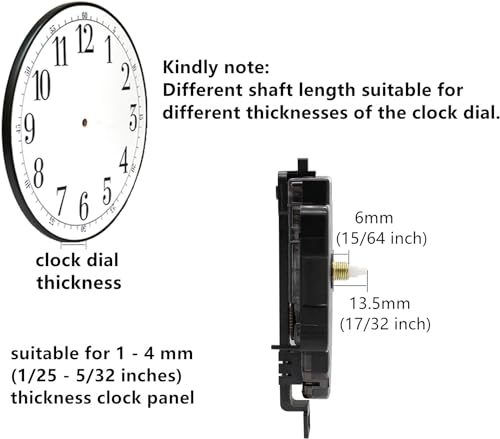 Youngtown Quartz Clock Movement Replacement Kit with Pendulum 17/32" Shaft - size: 17/32 inch total shaft length
