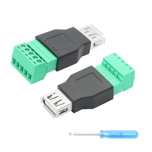 USB 2.0 A Female to 5-Pin Terminal Adapter, Including Screwdriver, 2-Pack - style: USB A Female Terminal - 2Pcs
