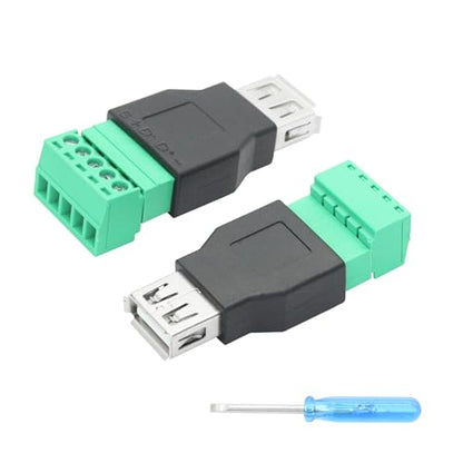 USB 2.0 A Female to 5-Pin Terminal Adapter, Including Screwdriver, 2-Pack - style: USB A Female Terminal - 2Pcs