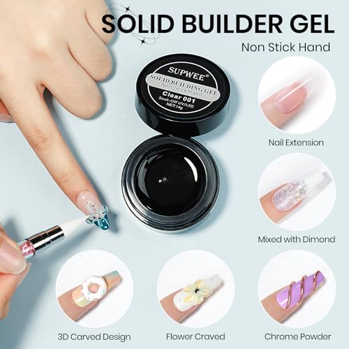 Solid Builder Gel for Nails 3D Nail Sculpture Gel and Nail Rhinestone Glue - color: Clear Clear Clear