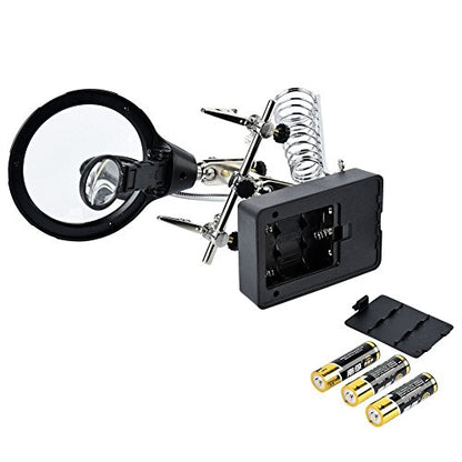 Helping Hands Soldering Station, LED-lit Magnifying Glass Alligator Clips