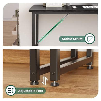 Huuger 48 Inch Office & Gaming Desk with Storage, Modern Simple Design, Large Legroom, Black Metal Frame - color: Black, size: 48inch