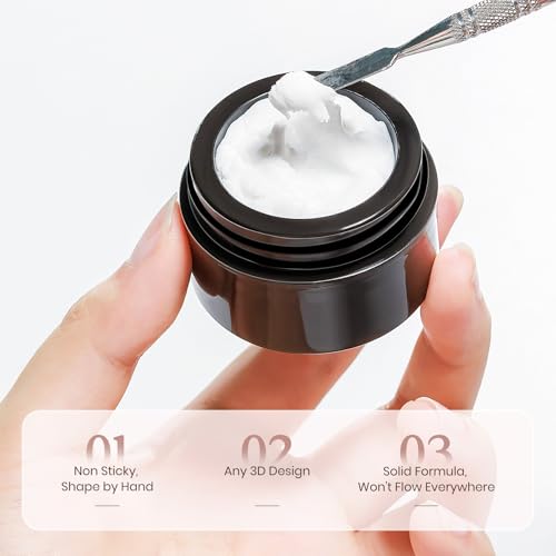 3D Sculpting Gel for Nail Art, White Non-Sticky Solid Molding Nails - color: Snow White