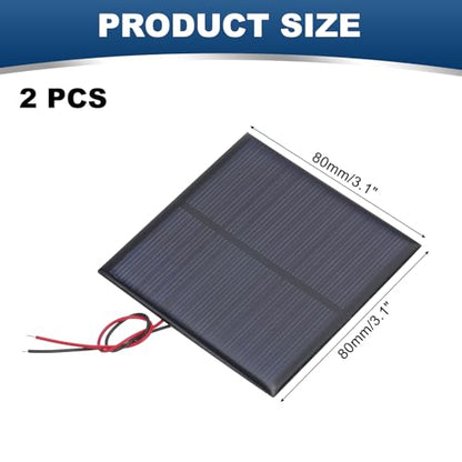 MECCANIXITY 2 Pcs 6V 0.9W 150mA Mini Solar Panels, Small Polycrystalline Solar Cell Panel with 2 Cable for DIY Electric Toy Materials Kits Charger, 80mm x 80mm - style: 6V 0.9W 150mA