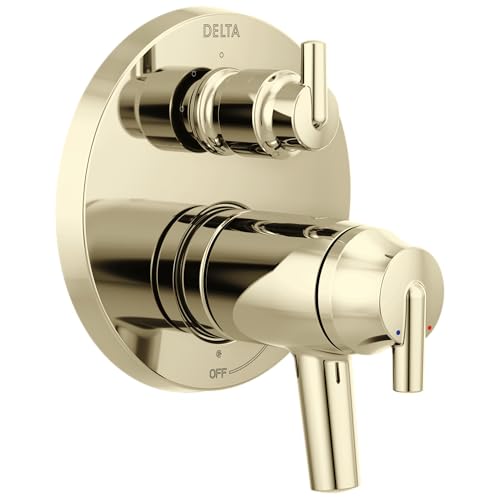 Delta 17T Series 3-Setting Shower Handle Thermostatic Integrated Diverter Trim Kit, Polished Nickel 2-Handle Shower Diverter Valve Trim Kit, Polished Nickel T27T859-PN (Valve Not Included) - color: Polished Nickel
