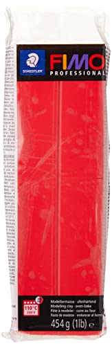 STAEDTLER 8041-200 FIMO Professional Oven-Hardening Polymer Modelling Clay, 454g - True Red (Single Block) - color: True Red