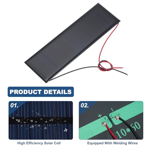 MECCANIXITY 5 Pcs 6V 0.6W 100mA Mini Solar Panels, Small Polycrystalline Solar Cell Panel with 2 Cable for DIY Electric Toy Materials Kits Charger, 120mm x 38mm - style: 6V 0.6W 100mA