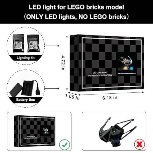 Vaodest Led Light for Lego 75382 Tie Interceptor Building Blocks Model,Design and Configuration Compatible with Model 75382(Led Light Only, Not Building Block Kit) - style: 75382 Tie Interceptor Set