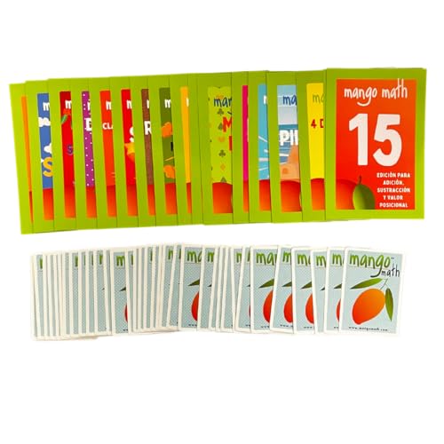 MANGO Math 15® - Math Flash Cards - Educational Math Games for Kids - Addition, Subtraction, Place Value Play & Learning Kit -2nd 3rd 4th Grades - Kids 6-12 - Set of 15 Games - Spanish Version - size: Spanish Version, style: Addition Subtraction