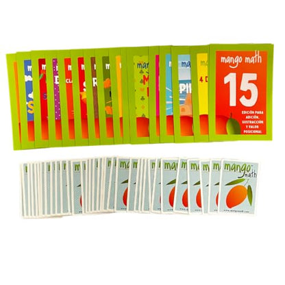 MANGO Math 15® - Math Flash Cards - Educational Math Games for Kids - Addition, Subtraction, Place Value Play & Learning Kit -2nd 3rd 4th Grades - Kids 6-12 - Set of 15 Games - Spanish Version - size: Spanish Version, style: Addition Subtraction
