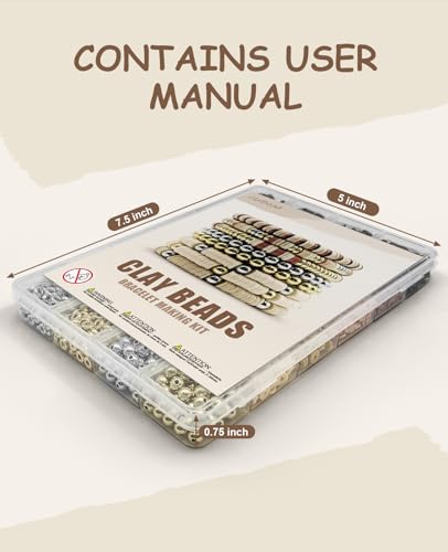 ClaBead Bracelet Making Kit 3200Pcs, Clay Beads Bracelet Kit with Gold Beads and Sliver Beads (Earth Tone) - color: Earth Tone