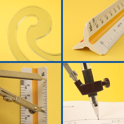 ALVIN Academy Drafting, Drawing and Design Essentials Kit | 13 Pieces | Class Tools for Geometry, Architecture and Engineering Students | - Model DDKE2 - style: Essentials Kit