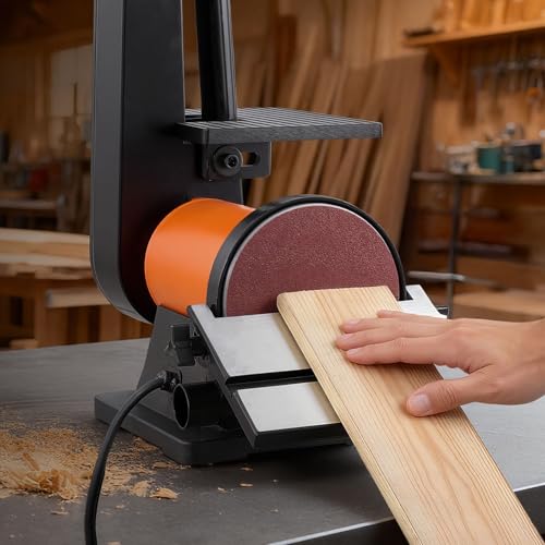 VEVOR 6" Disc Sander & 2" x 42" Belt Sander, 420W Professional Bench Belt Disc Sanders Combo with Multiple Angle Adjustments for DIY Woodworking, Furniture Refinishing, Knife Sharpening - size: 6" Disc & 2" x 42" Belt Sander Combo