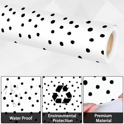 Qyeahkj Black Dot Bulletin Board Paper Roll Black Polka Dot Bulletin Board Background Paper Fade Resistant Classroom Decoration Poster Art Craft Home Wall Education Decor Supplies 17.7in x 20ft - style: Black Dot
