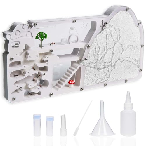 Ant Farm Castle - Large Viewing Area - Care for Live Ants - Ant Colony Observation Kits with Sand Habitat - Educational Science Gifts for Boys, Girls - Ant Farms for Kids, Adults, Student (White)