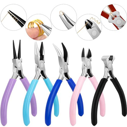 5 Pack Jewelry Pliers Tool Set, Wire Wrapping Tools for Jewelry Making