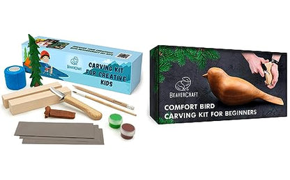 BeaverCraft DIY08 Wood Carving Kit for Kids DIY01 Wood Carving Kit Comfort Bird DIY Kits for Adults Hobbies