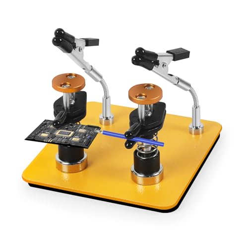 Helping Hands Clamp Metal, Adjustable Third Hand Soldering Holder Stand For Electronics, Hobby DIY, Craft, Jewelry, PCB Repair Solder Aid Station (Yellowblack, small) - color: Yellowblack, size: Small
