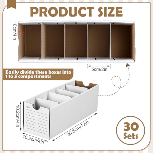 Teenyyou 30 Set Cardboard Parts Bin with Dividers, White, 12 x 4 x 4 Inches - color: White, size: 12 x 4 x 4 Inches