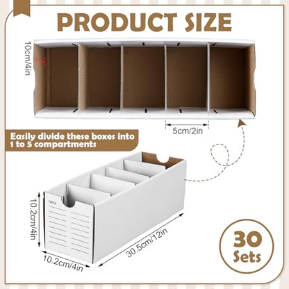 Teenyyou 30 Set Cardboard Parts Bin with Dividers, White, 12 x 4 x 4 Inches - color: White, size: 12 x 4 x 4 Inches