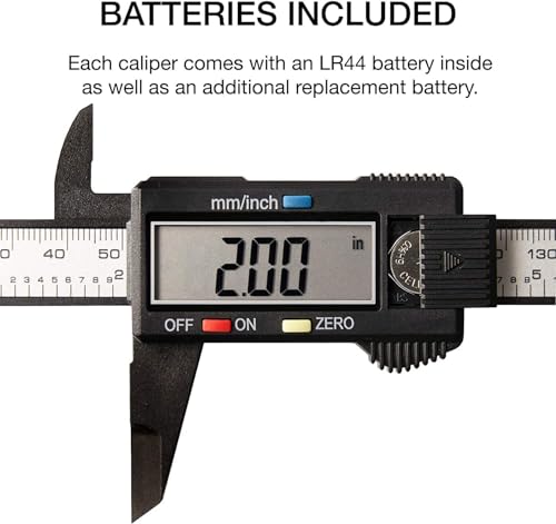 NEIKO 01417A 6” Digital Caliper | Electronic Measuring Tool | Range of 0-6”or 0-150mm | Inch and Millimeters | Large LCD Display | External and Internal Measuring Jaw | Zero Setting and Auto Off - size: 6 Inch, style: Plastic