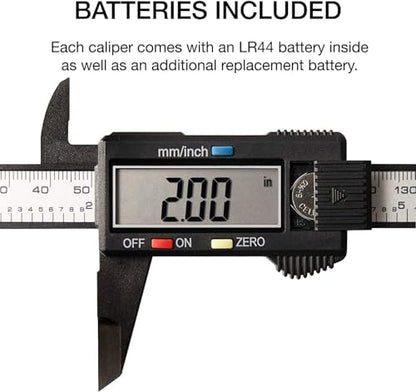 NEIKO 01417A 6” Digital Caliper | Electronic Measuring Tool | Range of 0-6”or 0-150mm | Inch and Millimeters | Large LCD Display | External and Internal Measuring Jaw | Zero Setting and Auto Off - size: 6 Inch, style: Plastic