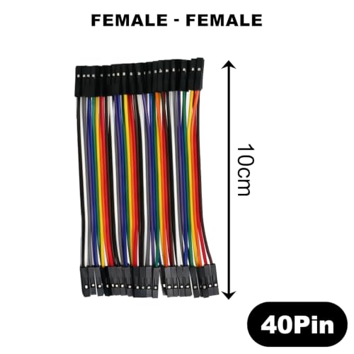 40pcs 10cm Female to Female Dupont Jumper Wire, 40Pin Pin Header Connector Cable Kit 2.54mm Rainbow Ribbon F-F for Arduino Raspberry Pi Board to Board Electronics Prototyping - size: 10cm 40PCS F-F