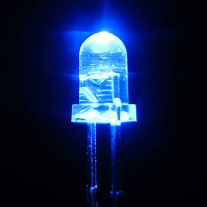 Novelty Place 100pcs 5mm Clear LED Diode Lights - Super Bright Transparent DC 3V 20mA Light Emitting Diode LED Bulbs - DIY Science Project Electronic Components Lighting Kit (Blue Light) - color: Blue