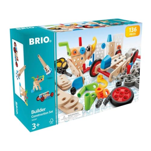 BRIO Builder 34587 Construction Set - 136-Piece STEM Toy with Wood and Plastic for Kids | Enhances Creative Skills | Safety Tested | Age 3 and Up - style: Construction Set