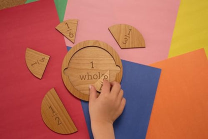 Fraction Tiles - Laser Engraved Alder Wood - Includes 5 inch Tile Holder and Fraction Tiles (78 Tiles) - style: 77 Tiles