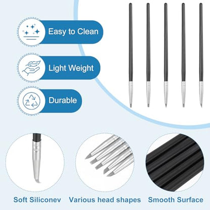 PATIKIL Silicone Clay Sculpting Tool, 15 Pcs Clay Shaping Tool Soft Rubber Modeling Dotting Tool for Pottery Clay Craft Painting Nail Rock, Black/Grey (3mm) - color: Black/Grey, size: 3mm