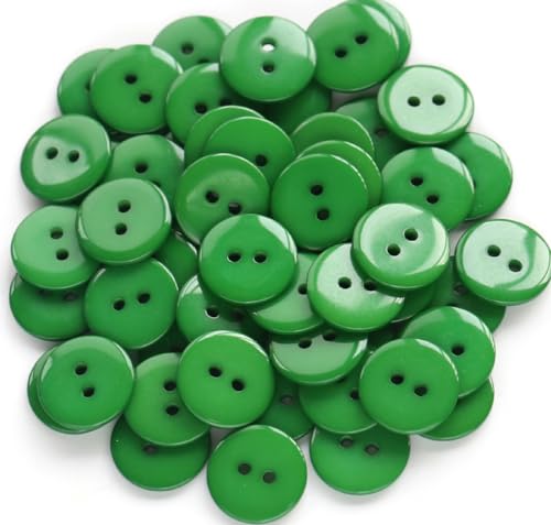 200pcs 5/8 Inch (15mm) Dark Green Color Buttons 2 Holes Resin Button for Sewing and DIY Crafts - color: Dark green