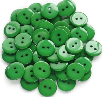 200pcs 5/8 Inch (15mm) Dark Green Color Buttons 2 Holes Resin Button for Sewing and DIY Crafts - color: Dark green