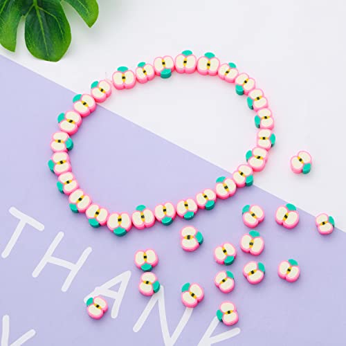 100pcs Apple Polymer Clay Spacer Beads for Women Jewelry Making DIY Bracelet Necklace Hair Clip Accessories (Apple) - color: Apple
