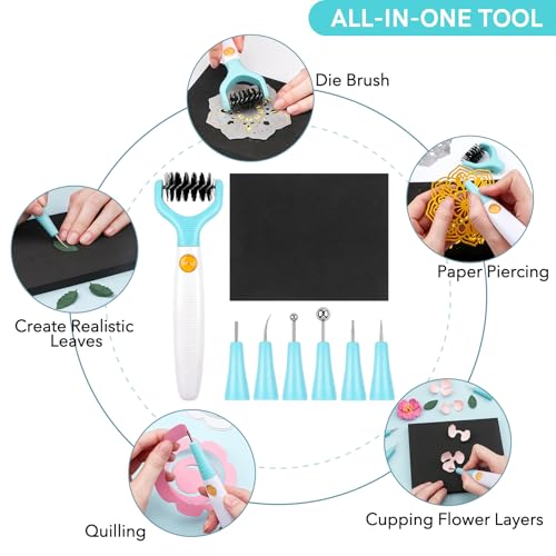 BAOFALI 13 Pcs/Set All-in-One Paper Sculpting Tool Kit & Die Brush; Paper Flower Shaping Making Tool Set; Flower Mold Tray; Paper Blossom Tools for Creating Dimensional Flowers; Die Cleaning Tool - color: 13pcs/Set Tool Kit