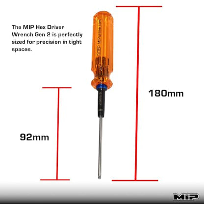MIP 9210 Metric Ball End Hex Screwdriver RC Tools Kit (2.5mm) – Precision Hexagon Screwdriver for RC Cars, Quadcopter, Helicopter, and FPV Racing Drone Models - size: 2.5mm - Ball End