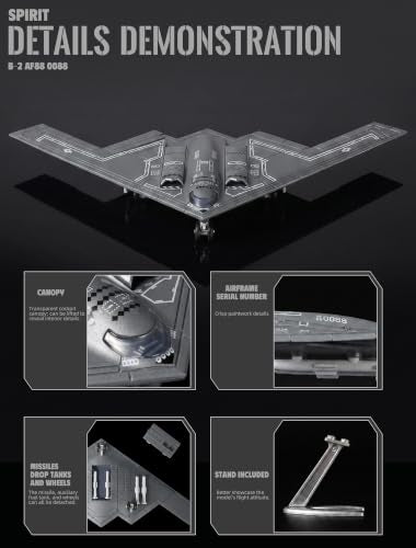 SEBUNAS 1/200 Scale B-2 Spirit Military Aircraft Toy Quick Build Model - color: 8.B-2