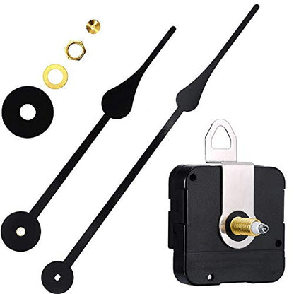 High Torque I Shaft Hands Quartz DIY Wall Clock Movement Mechanism with 9.1 Inch Long Spade Hand Battery Operated Repair Parts Replacement, 5/32 in Max Dial Thickness, 17/25 in Total Length - color: Shaft Length 17/25 Inch/ 17mm